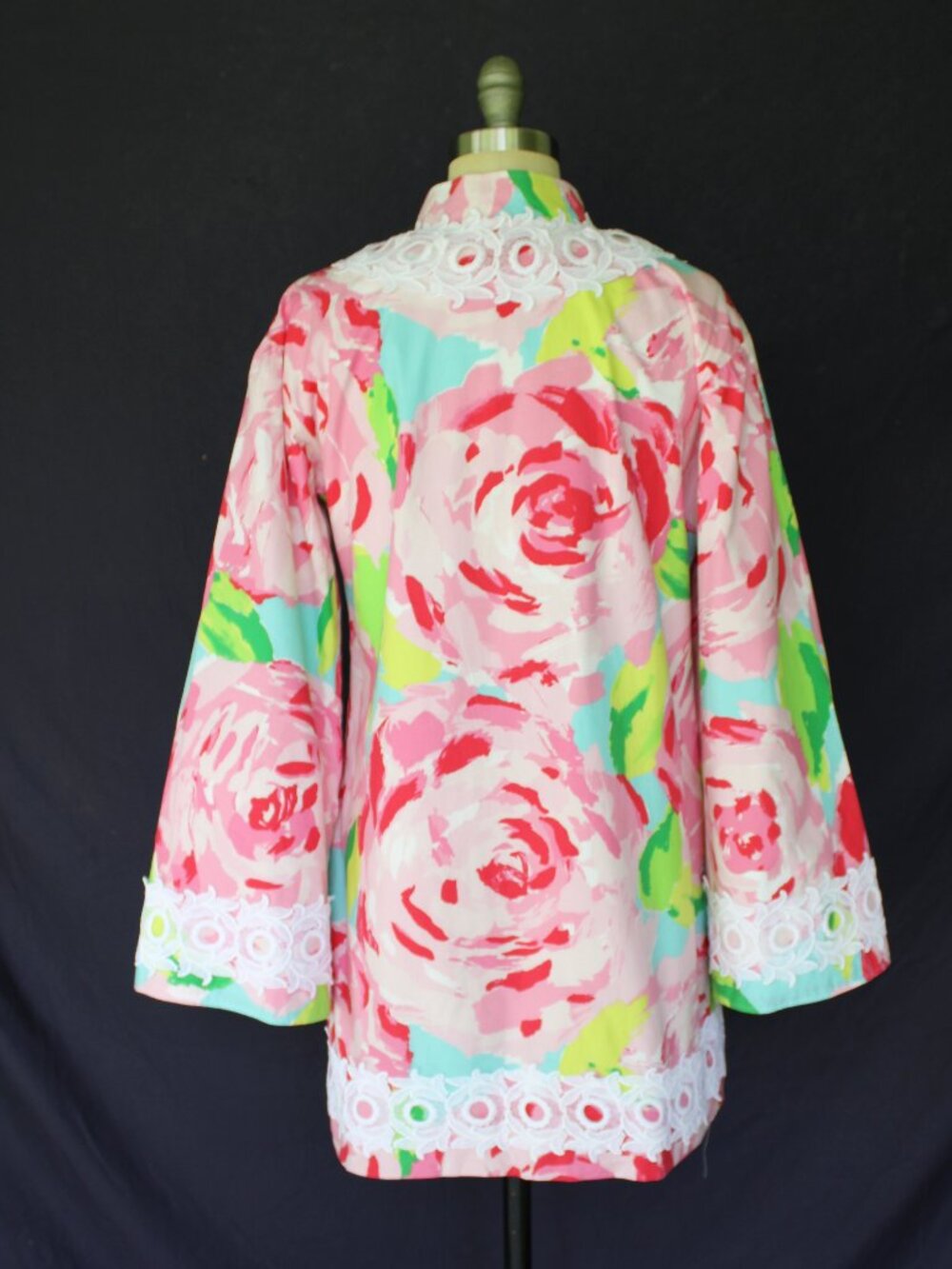 Rare custom Lilly Pulizer caftan tunic kimono dress First Impression lace tassel - Picture 9 of 10